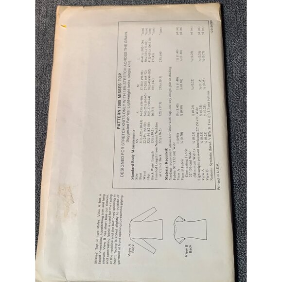 Kwik Sew Misses Shirt Sewing Pattern sz XS-L 1085 - uncut - Picture 3 of 3